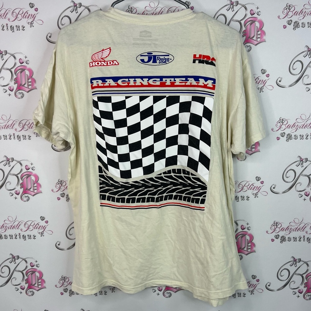 Honda Racing Team Tee Tires Cars Race Hex Jt Racing Usa Men's Cream T-Shirt